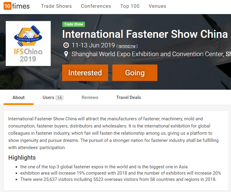 展出面积，IFS China，上海紧固件，中国·上海国际紧固件工业博览会